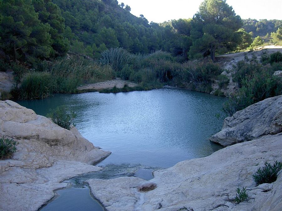 Poza de agua cristalina de Fuente Caputa, en Mula